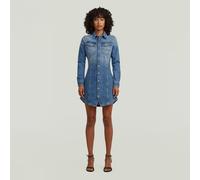 Pitched Hem Shirt Dress - Medium blue - Women XL