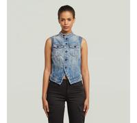 Pitched Hem Slim Vest - vintage cirrus blue - Women M