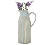 Pitcher Jug Vase Blue Ribbed Flower Vase Glazed Ceramic Jug (Large)