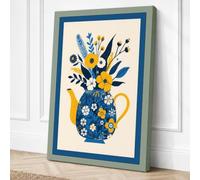 Pitcher of Golden Blooms Canvas Wall Art Print 18x12 Inch (46 x 30 cm)