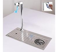 Pitcher Rinser, Stainless Steel Automatic Cup Washer Cleaner Kit with Cup Pushing Faucet and Drip Tray, Bar Glass Rinser for Home Kitchen Hotel Cafe(47 * 23.5 * 44.7CM)
