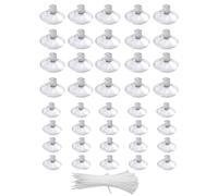 Pitertul Aquarium Suction Cups,20Pcs 25mm/0.98inch + 20Pcs 35mm/1.37inch Fish Tank Suction Cups with Adjustable Cable Ties for Aquarium Fish Tank Plants, Planter, Binding Moss Shrimp Nest