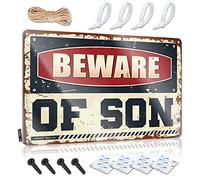 PITFS Bar Signs Vintage Beware Of Son Tin Sign Little Man Cave Sign Funny House Signs (Size : 20X30CM)