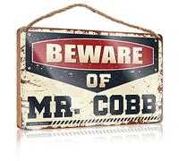 PITFS Bathroom Funny Decor Beware Of Mr. Cobb Wooden Sign Man Cave Decor Signs For Bathroom(15X28CM)