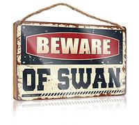 PITFS Kitchen Wall Sign Beware Of Swan Wooden Sign Bar Signs For Home Vintage Room Decor(20X30CM)