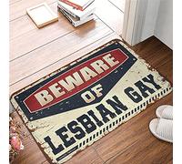 PITFS Outdoor Mat Large Beware Of Lesbian Gay Rug Funny Doormat For Front Door Large Bath Mat(40X60CM)