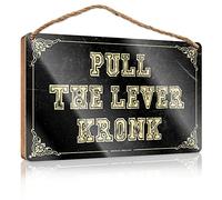 PITFS Wood Welcome Sign Pull The Lever Kronk Wooden Sign Outdoor Signs And Decor Bathroom Signs Funny(20X30CM)