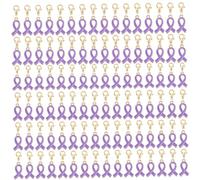 PithCogent Ribbon Keychain, 100PCS Breast Cancer Awareness Ribbon Pendants with Lobster Clasp for Jewelry Making Bracelets Necklaces Earring Women DIY Crafts, Rose Red