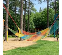 Pithsdp Double Layers Climbing Cargo Net, Knotless Polyester Playground Safety Net for Kids, Climbing Net for Back Yard Tree Houses Monkey Bars(Size:9.8FTx9.8FT（3Mx3M）,Color:colorful)