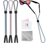 PITIKAI 3 Pack Eye Glasses Strap Sunglasses Eyeglasses Holder for Men Women Kid Eyewear Rope String Keeper Lanyard Retainer, Black & Blue & Pink, 3 PCS