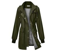 PITINAN Rain Jackets For Women Waterproof Rain Coats with Hood Lightweight Windbreaker Outdoor Trench Coat, Army Green, S