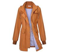 PITINAN Rain Jackets For Women Waterproof Rain Coats with Hood Lightweight Windbreaker Outdoor Womens Raincoats, Caramel, M