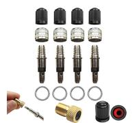 Pitlane Performance® Bicycle Valve 20-Piece Dunlop Blitz Valve Repair Kit - Replacement Valves with Seals - Spare Set with Nut & Valve Cap + Free Presta to Schrader Adapter (Dunlop valves)