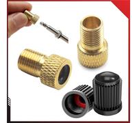 Pitlane Performance® Valve Adapter Kit for Bikes - Brass Presta to Schrader Adapters + Valve Caps for Bicycles, E-Bikes, Scooters (Set of 4)