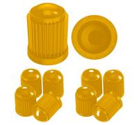 Pitlane Performance® Valve Caps - 10 Pack Schrader Tire Valve Stem Caps for Cars, Motorcycles, SUVs, and Bicycles - Durable Dustproof Black Valve Covers (Yellow)