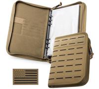 Pitozer All-in-One Tactical Notebook Padfolio Binder, Detachable A5 6-Ring Binder & 80 Refill Paper, Molle Zip Notebook Cover, for Gift, Planners, Travel, Work & School (Khaki, A5+(7.3 x 10 Inches))