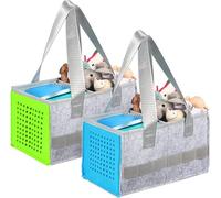 Pitrumo Carrying Case for Toniebox Tonies Starter Set & Audio Player Felt Cloth Portable Storage Bag Kids Travel Toy Organizer Tote Bags Handbag (Blue)