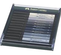 Faber-Castell Art & Graphic Pitt Artist Pen Brush India Ink Pen, Grey Tones, Set Of 12, For Art, Craft, Drawing, Sketching, Home, School, University, Colouring