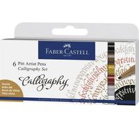 Faber-Castell Creative Studio Pitt Artist Pen Calligraphy India Ink Pen, Set Of 6, Set Of 6, For Art, Craft, Drawing, Sketching, Home, School, University, Colouring
