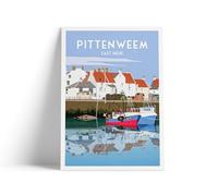 Pittenweem Harbour Poster, Fife Travel Poster, Fife East Neuk Wall Art Print, Scottish Gift, Pittenweem Arts Festival (180gsm Matt Poster Paper, A3: 16.5 x 11.7 in)