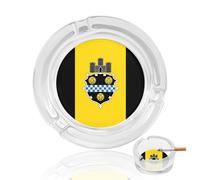 Pittsburgh City Flag Funny Glass Ashtray Round Decorative Smoking Ashtrays 3.3" for Home Office Indoor