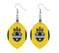 Pittsburgh City Flag Wooden Earrings Pendants Lightweight Wood Drop Charms Statement Jewelry Gifts for Women Star