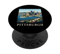 Pittsburgh Pennsylvania Retro Vintage Skyline River Bridge PopSockets Adhesive PopGrip