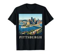 Pittsburgh Pennsylvania Retro Vintage Skyline River Bridge T-Shirt