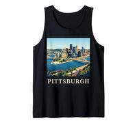 Pittsburgh Pennsylvania Retro Vintage Skyline River Bridge Tank Top