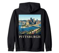 Pittsburgh Pennsylvania Retro Vintage Skyline River Bridge Zip Hoodie