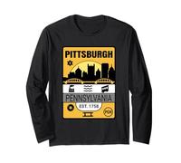 Pittsburgh PGH Skyline Vintage Local Steel City Long Sleeve T-Shirt