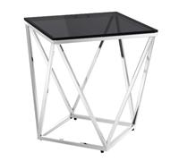 pittsburgh smoked glass side table with stainless steel frame