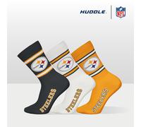 NFL Pittsburgh Steelers 3pk Crew Socks, Black/White/Yellow, 39-42