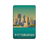 Pittsburgh Vintage Travel Poster Retro Poster Metal Tin Sign Retro Iron Painting for Bar Man Cave Cafe Family Garage Poster Wall Decor 15x30cm