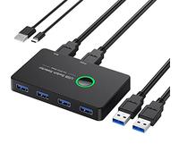 Pitxsgsia USB KVM Switch USB 3.0 KVM USB Switcher Plastic USB Switcher for Keyboard Mouse Printer Mi Box 2Pc Port Sharing 4Pcs Device USB Hub
