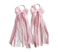 Pitycbo 2 Pieces Boot Bows Ribbon Beads Cowboy Boot Lace Glitter Pendant Shoe Accessory Hanging Cloth Suitable for Cowgirl Photo Props Birthday, Light Pink