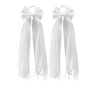 Pitycbo 2 Pieces Boot Bows Ribbon Beads Cowboy Boot Lace Glitter Pendant Shoe Accessory Hanging Cloth Suitable for Cowgirl Photo Props Birthday, White