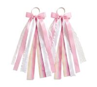 Pitycbo 2 Pieces Boot Bows Ribbon Beads Cowboy Boot Lace Glitter Pendant Shoe Accessory Hanging Cloth Suitable for Cowgirl Photo Props Birthday, Pink
