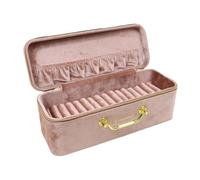 Pitycbo Bangle Case Display Jewelry Storage Box Bracelet Holder Velvet Organizer with Metal Frame Portable Carrying Case Elastic Compartments Suitable, Pink