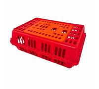 Pitycbo Chicken Carrying Crate with Locking Doors Sturdy Small Animal Transport Crate with Wire Base Breathable Chicken Transport Cage for Farm Work, Red