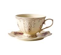 Pitycbo Cup And Saucer Set, Elegant Tea Cup And Saucer, Dishwasher Safe, Multi-Purpose, Latte Cup, Ceramic Mug, Re