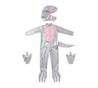 Pitycbo Dinosaur Costume Kids Cosplay Costume Jumpsuit Hat Gloves Ensemble Soft Breathable Polyester with Animated Dinosaur Styling And Long Tail Suitable for, S