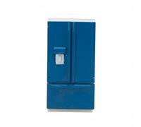 Pitycbo Dollhouse Refrigerator Miniature Fridge Freezer Cabinet Appliance With Double Doors And Inner Shelving In Birch Plywood For Realistic Scenes Suitable, Blue White