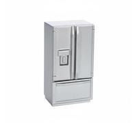 Pitycbo Dollhouse Refrigerator Miniature Fridge Freezer Cabinet Appliance With Double Doors And Inner Shelving In Birch Plywood For Realistic Scenes Suitable, Gray
