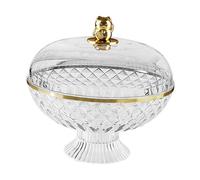 Pitycbo Fruit Bowl Basket with Lid, Transparent, Modern Style, Hollow Design, PET Material, 25.8x21cm, 1 Count