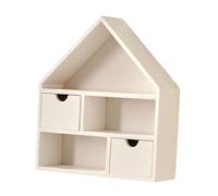 Pitycbo Hanging Shelf Organizer, Wall-mounted Curiosities Display Case, Wooden House Display Box for Figurines, Figures, And Small Clocks, White