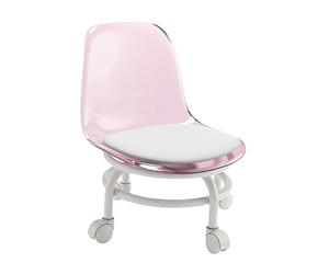 Pitycbo Low Stool with Wheels, Low Rolling Seat with Backrest, Stool, Rotating Rolling Stool for Cleaning, Exercises, Pink