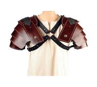 Pitycbo Medieval Pauldron PU Leather Shoulder Guard Gothic Steampunk Costume Double Shoulder Decorative Shrug Adjustable Shoulder Cape Suitable for, Brown