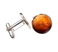 Pitycbo Men Cufflinks Celestial Glass Cufflinks Cuff Links Galaxy Cuff Buttons Shirt Fasteners With Transparent Glass Lens And Secure Swivel Closure Suitable, Mars