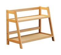 Pitycbo Multi-purpose Storage Rack with Two Levels for Displaying Coffee Cups, Ideal for Interior Design, Countertops, Living Rooms And Home Use, Bamboo Color S